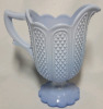 Antique Sowerby Delphite Blue Pressed Glass Footed Creamer , Made in England , 4 3/4" tall - 2