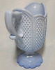 Antique Sowerby Delphite Blue Pressed Glass Footed Creamer , Made in England , 4 3/4" tall - 3