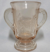 Boyd Glass USA Miniature Pink Glass Suger with Lamb , measures 2 3/4" tall