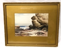 "Among the Rocks. South Shields" Signed English Watercolour