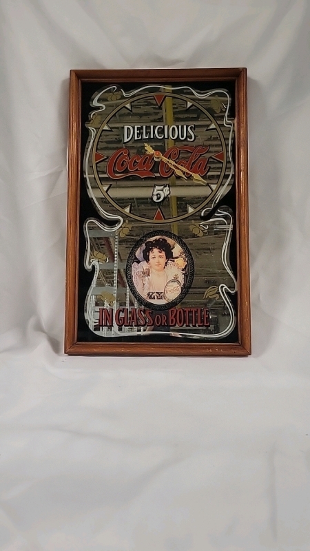 Coca-Cola Mirrir with Wood Frame - 13"×21"