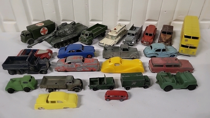 24 Vintage Diecast & Plastic Toy Vehicles