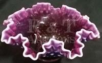 Large Rare vintage Fenton Plum opalescent ruffled hobnail bowl