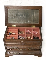 Unsorted Jewelry in Vintage Wooden Jewelry Box