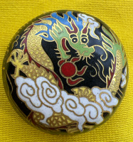 Cloisonn&eacute; Minature Round Phoenix Trinket Box