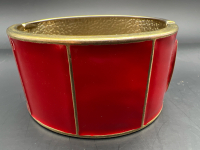 Vintage made for BIRKS Red Enamel Gold Tone Bracelet