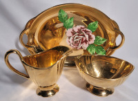 Royal Winton Grimwades Gold Lustre Dish & Golden Age Creamer & Sugar