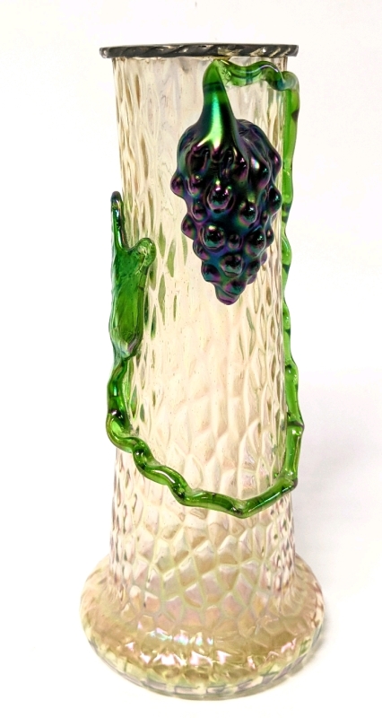 KRALIK Vase with Applied Grapes c1900