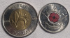 2008 Canadian Quebec Toonie , 4 Olympic Quarters & Colored Poppy Quarter - 2