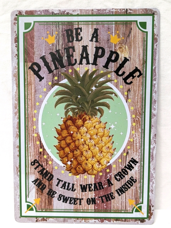 New Pineapple Home Decor Metal Sign 7.75in x 11.75in