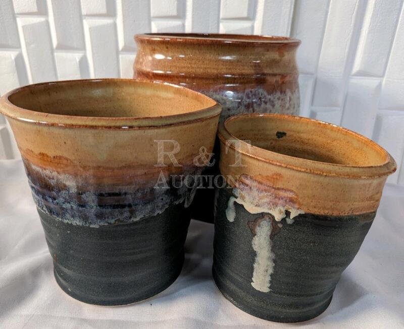 3 Handmade Earthenware Vases