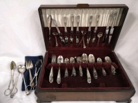 Vintage Silver Plate Flatware in Wooden Case - Kings Plate