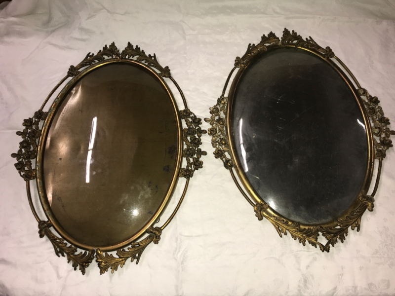 2 Brass Oval Fames with concvex glass