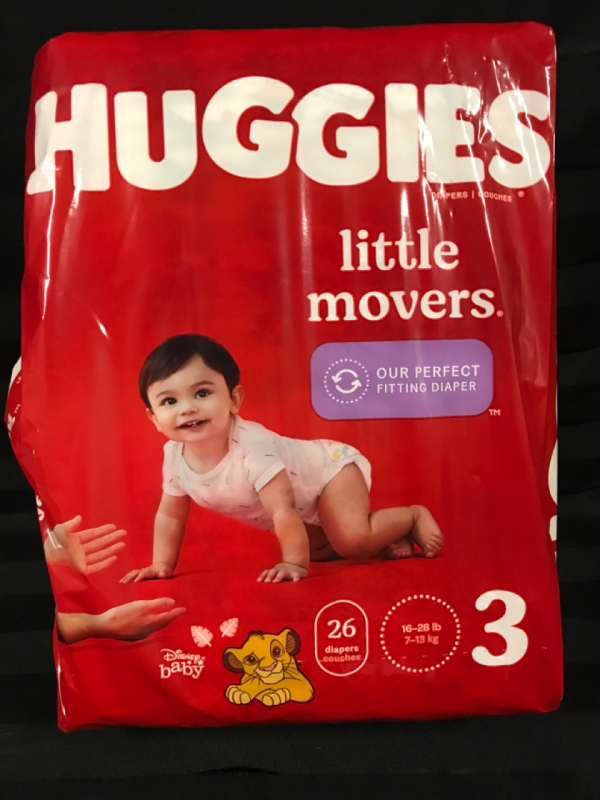 New HUGGIES Little Movers Size 3: 16-28lbs (7-13kgs) 26 in Package