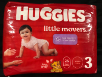 New HUGGIES Little Movers Size 3: 16-28lbs (7-13kgs) 26 in Package
