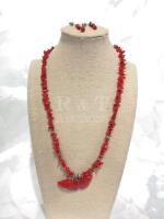 Vintage Red Coral Style Necklace & Earrings
