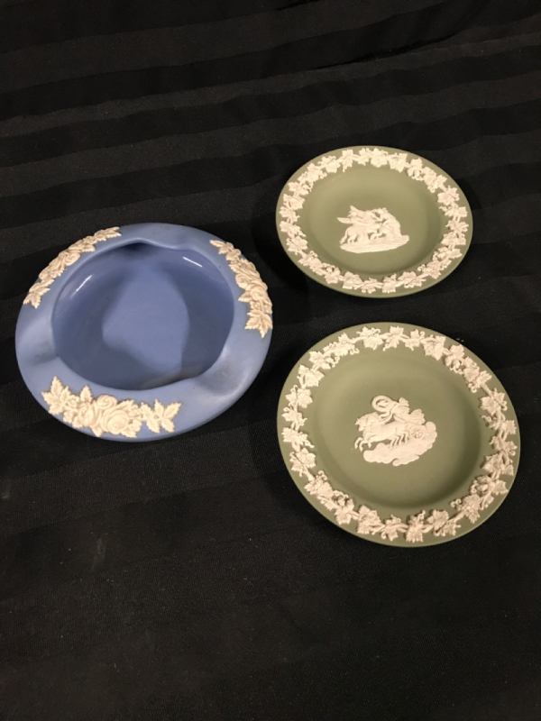 Vintage Jasperware Ashtray & 2 Wedgewood Trinket Dishes