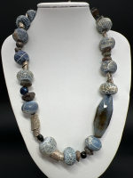 Dragon Vein Blue Frosted Agate Necklace