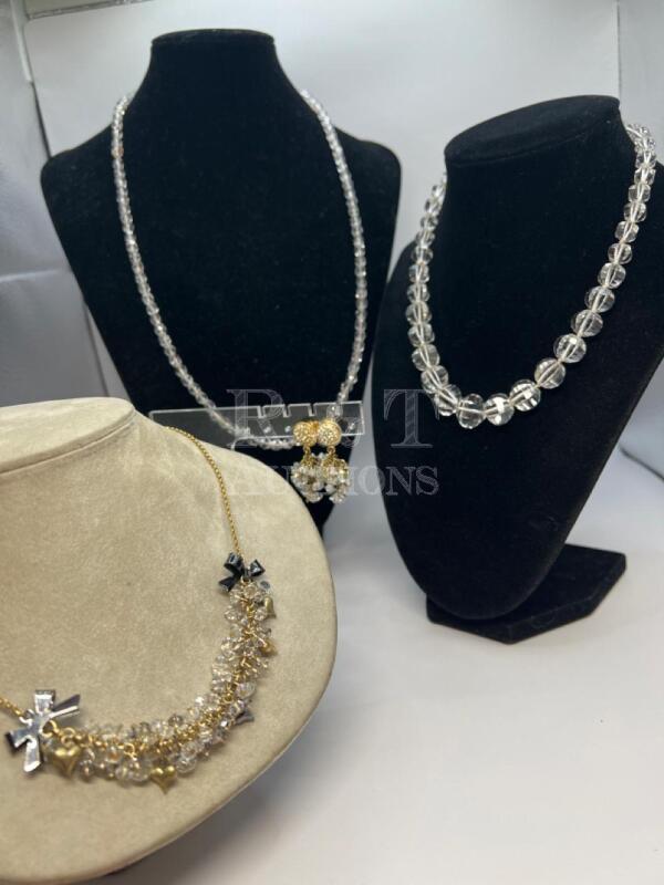 Brilliant Crystal Necklace Pave Drop Rarrings plus 2 Necklaces