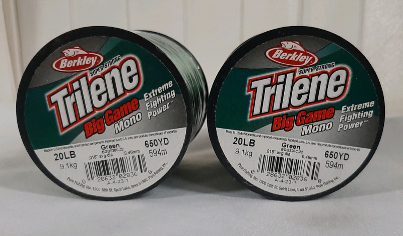 New 2 Spools of Berkley Trilene Big Game Mono. 20lb test 650yd