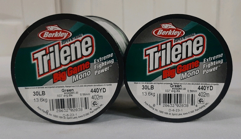 New 2 Spools of Berkley Trilene Big Game Mono. 30lb test 440yd