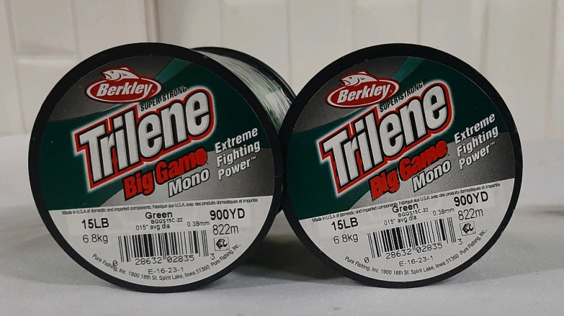 New 2 Spools of Berkley Trilene Big Game Mono. 15lb test 900yd