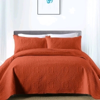 3-Piece King Quilt Set Coverlet with 2 Pillow Shams : Burnt Orange