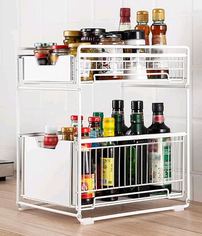 MAXCOOK 2-Tier Sliding Cabinet Basket Organizer , 8.5"×18.5"×14.5" - As New