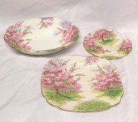 Vintage Royal Albert Serving Bowl & Butter Dish & Plate - Blossom Time Pattern
