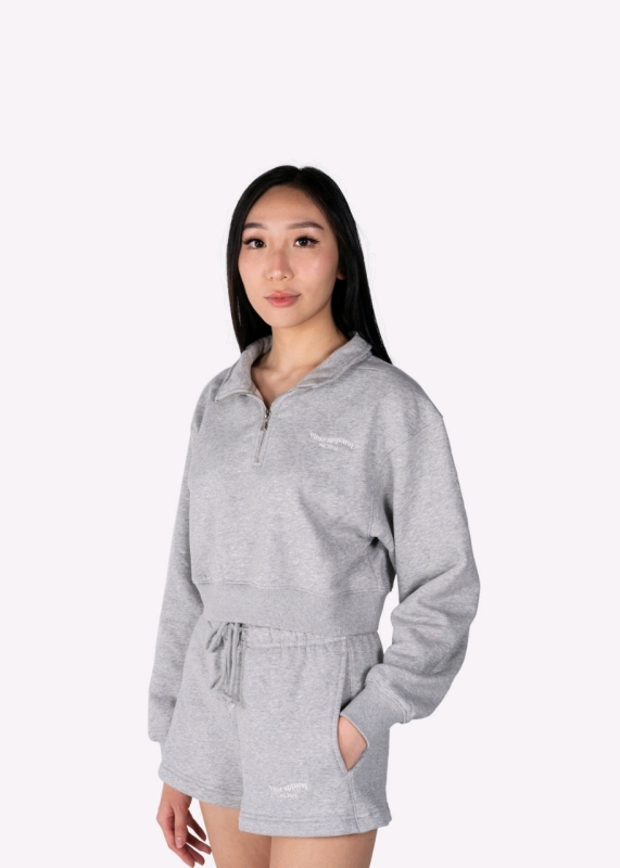 New Size SM VITAE APPAREL Balanced Quarter-Zip Sweater Cloud Grey