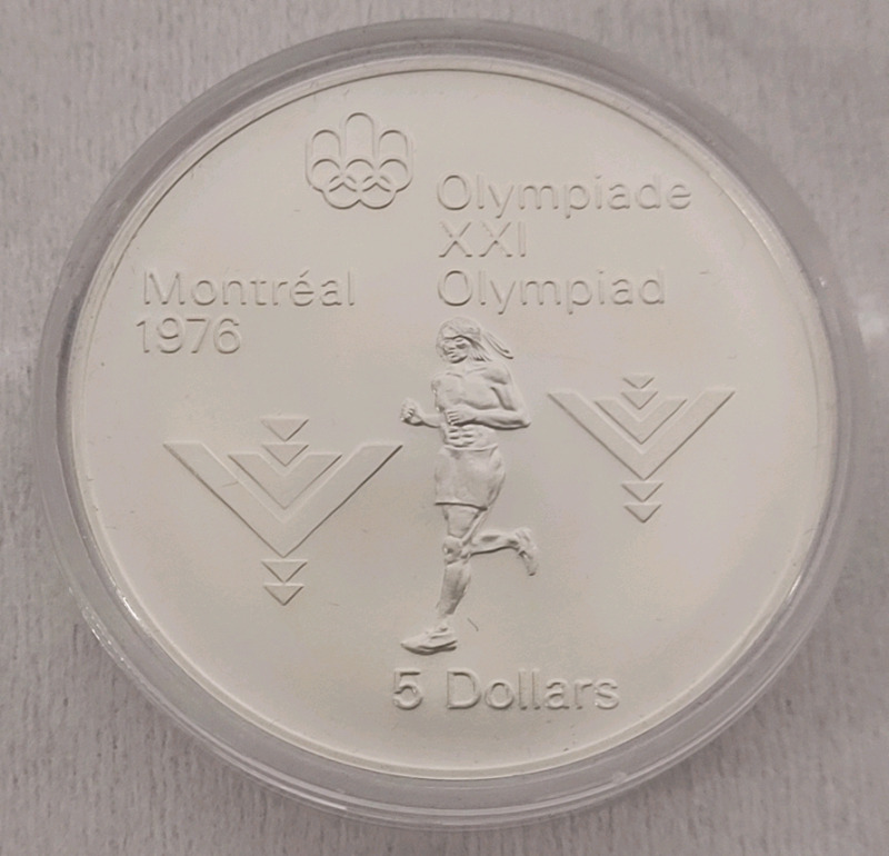1976 Canadian Silver Montreal Olympics $5 Five Dollar Silver Coin in Case