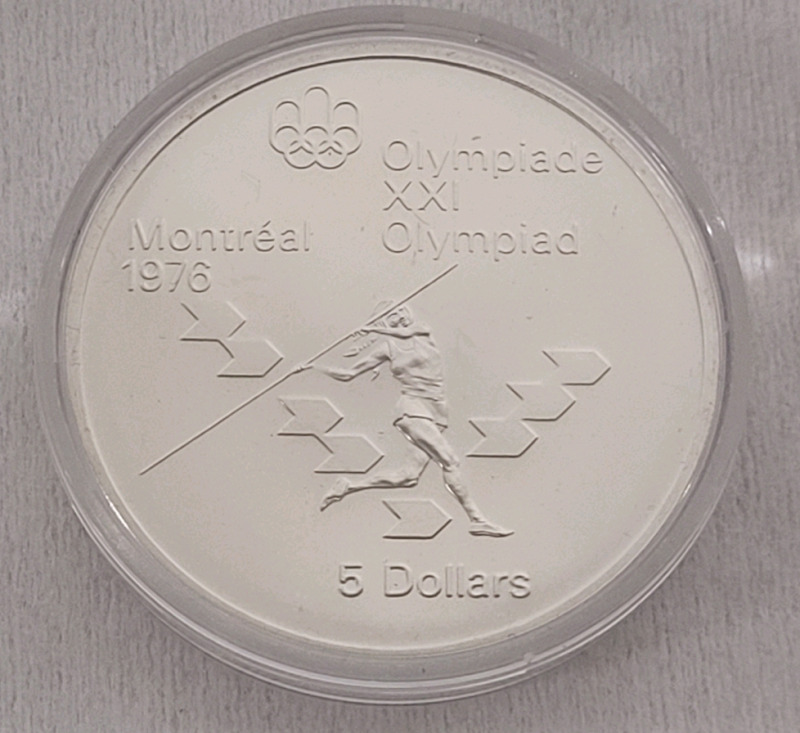 1976 Canadian Silver Montreal Olympics $5 Five Dollar Silver Coin in Case