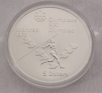1976 Canadian Silver Montreal Olympics $5 Five Dollar Silver Coin in Case