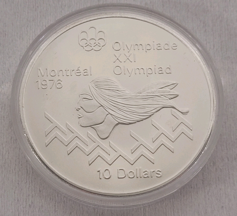 1976 Canadian Silver Montreal Olympics $10 Ten Dollar Silver Coin in Case