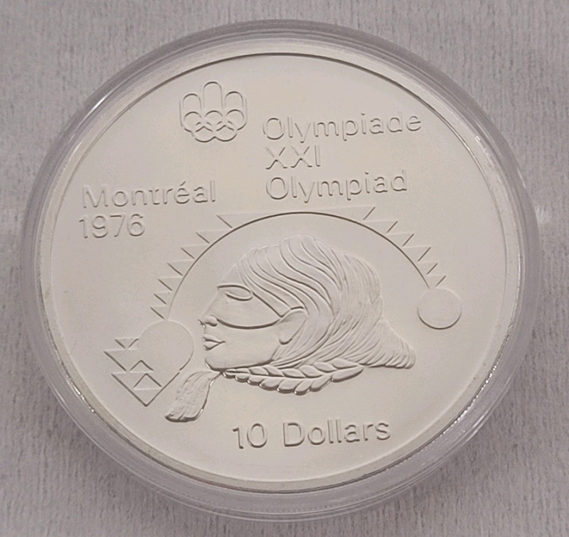 1976 Canadian Silver Montreal Olympics $10 Ten Dollar Silver Coin in Case