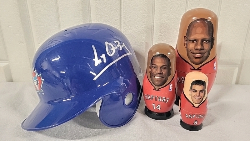 Toronto Raptors Nesting Dolls & Jay's Mini Helmet - Unknown Signature