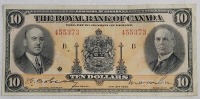 1935 Canadian The Royal Bank of Canada $10 Ten Dollar Bank Note , Large Signatures