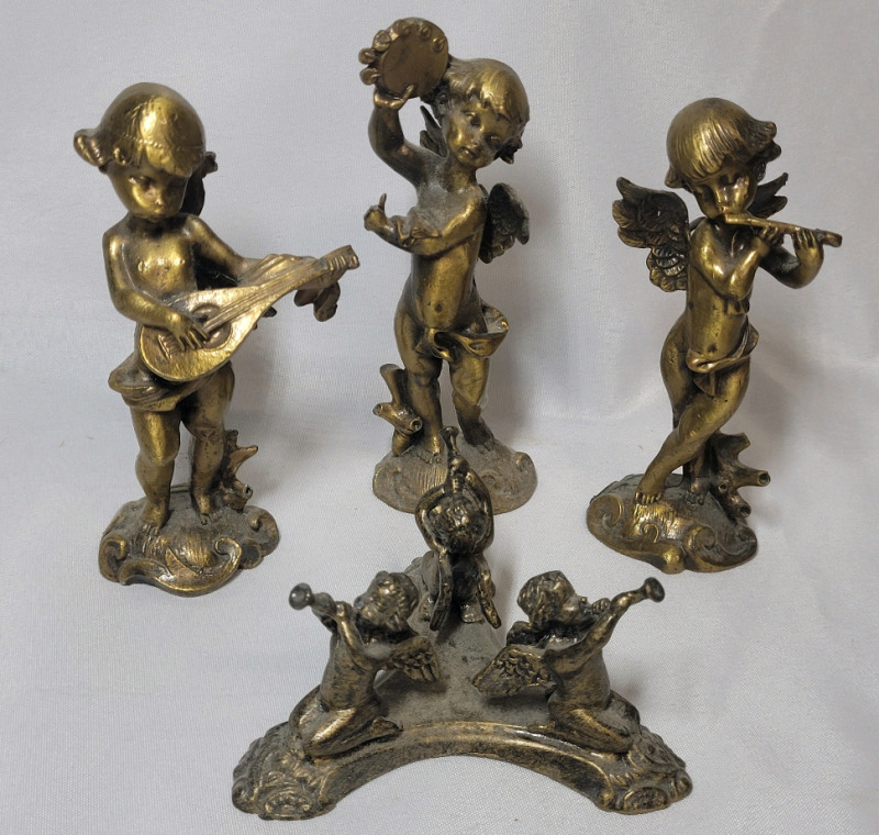 Brass Angels Playing Instruments , measures 5 1/4" tall