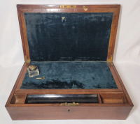 Vintage Wooden Travel Writing Desk with Original Ink well & Key (lock not working)