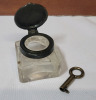 Vintage Wooden Travel Writing Desk with Original Ink well & Key (lock not working) - 6