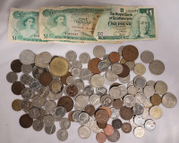 World Coin , Currency & Token Lot - Canada , USA , Great Britain , Colombia plus more