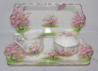 Royal Albert " Blossom Time " Dessert Trays & Creamer and Sugar Bowl
