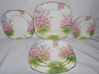 Royal Albert " Blossom Time " 3pc Dinner Plate Sets , Four (4) Set .