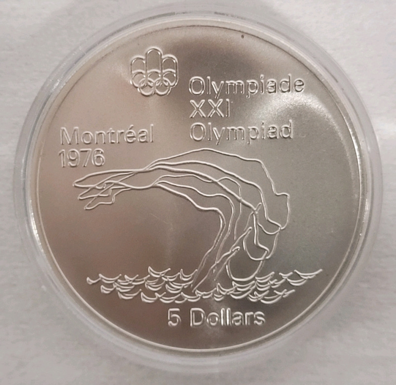 1976 Canadian Silver Montreal Olympics $5 Five Dollar Silver Coin in Case