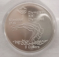 1976 Canadian Silver Montreal Olympics $5 Five Dollar Silver Coin in Case