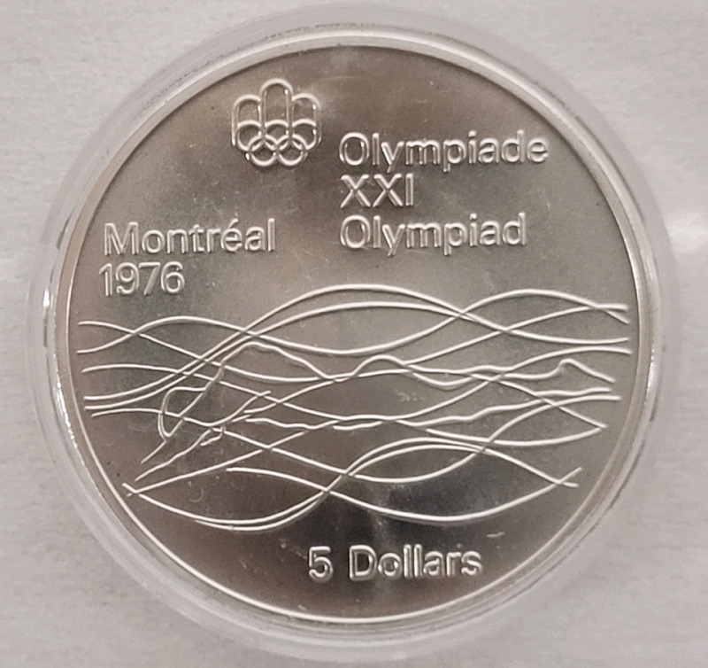 1976 Canadian Silver Montreal Olympics $5 Five Dollar Silver Coin in Case