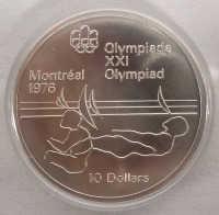 1976 Canadian Silver Montreal Olympics $10 Ten Dollar Silver Coin in Case