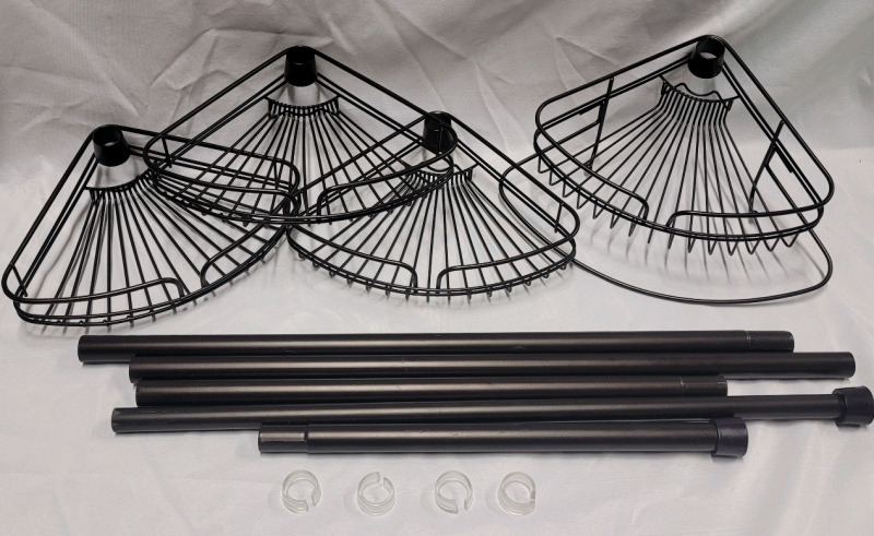 4-Shelf Tension Rod Shower Caddy , 89" - 91" Tall . Assembly Required - As New