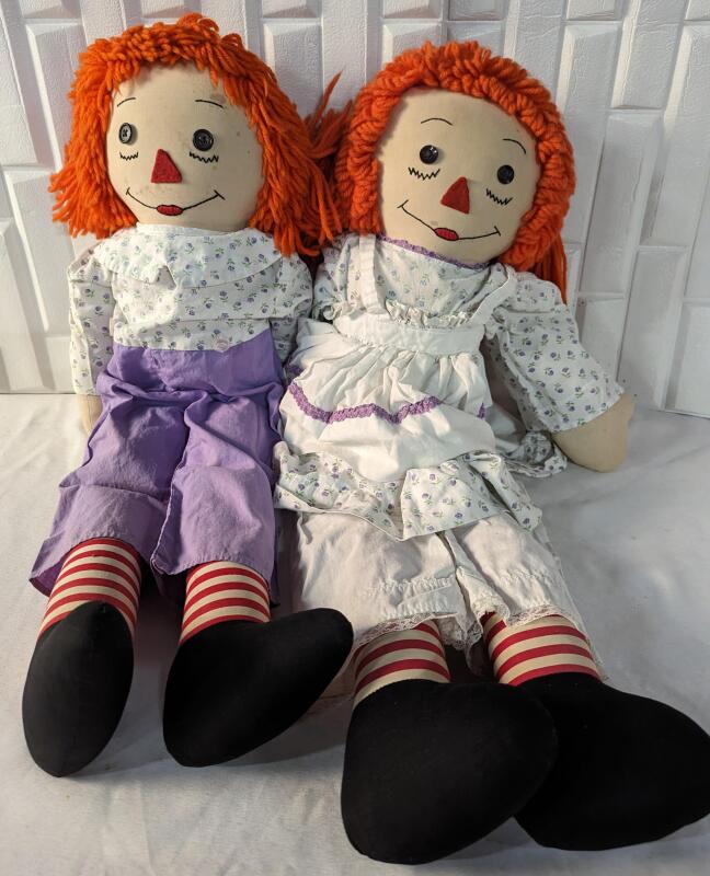 Two Handmade Raggety Ann Style Dolls