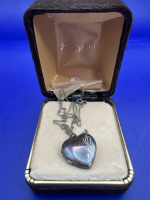 925 Sterling Italy Chain Sterling Etched Heart Locket